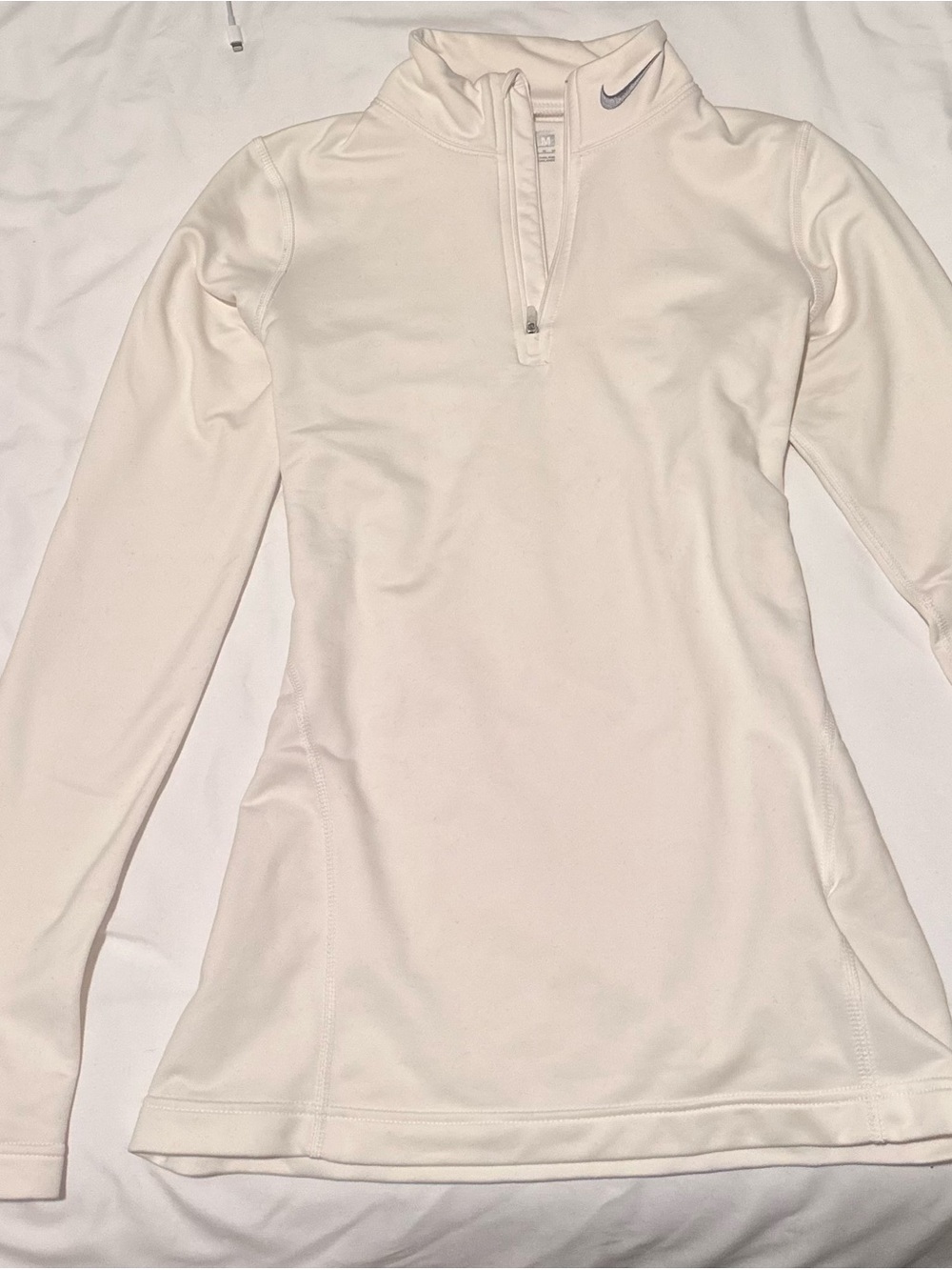 Nike Women's Cream Quarter-Zip Long Sleeve Top